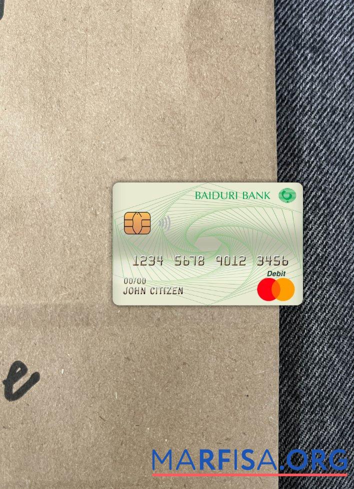 Printable Brunei Baiduri bank master debit card photolook front download for verification